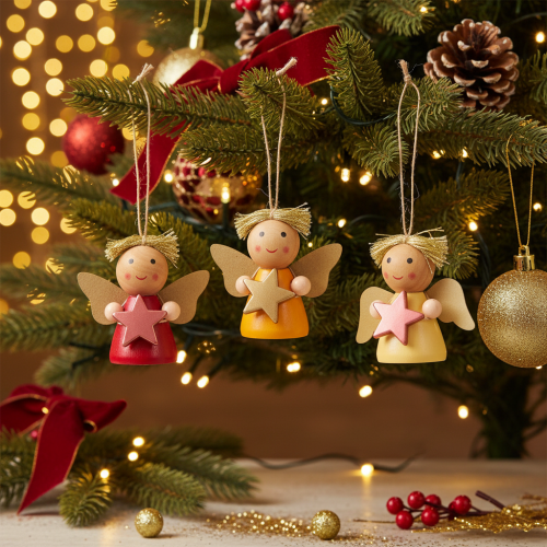 Decorative angel pendant with star for hanging, 5cm, 9 pieces | Floristik24.ie