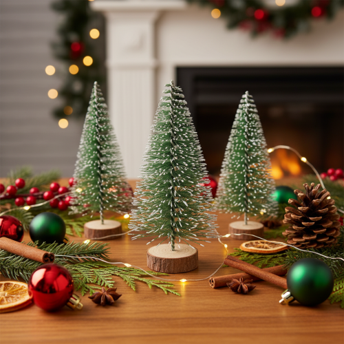 Product Artificial mini Christmas trees as table decorations for Christmas, snow-covered, 6cm, 12 pieces