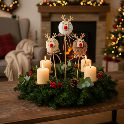 Decorative Reindeer Figurine Pom Pom Christmas Pegs 24cm 12pcs | Floristik24.ie