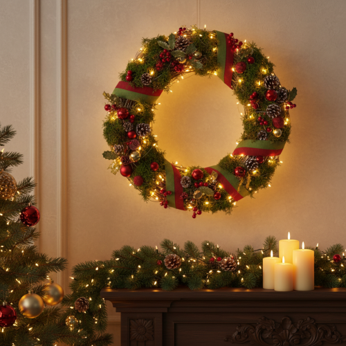 Decorative wreath, rattan branches, white washed, for creative design, 50cm | Floristik24.ie