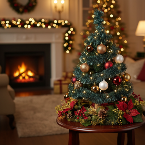 Product Tinsel Christmas garland with 60 LEDs and timer, outdoor, 3m