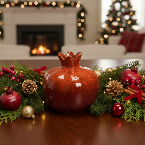 Product Ceramic pomegranate decoration, glossy, 14cm