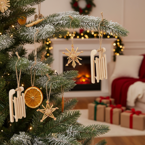 Product Decorative sled for hanging on Christmas tree, 6cm, 6 pieces