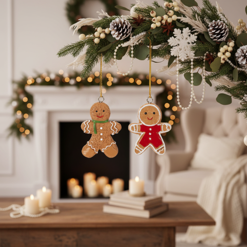 Decorative gingerbread man ornaments for Christmas trees, 6cm, 12 pieces | Floristik24.ie