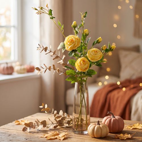 Rose branch yellow 100cm | Floristik24.ie