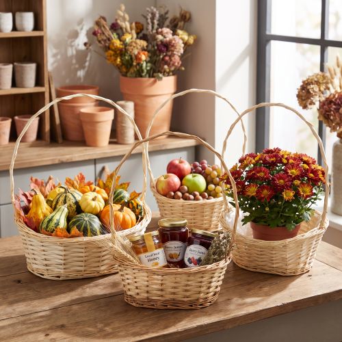 Gift basket, wicker, handles, various sizes | Floristik24.ie