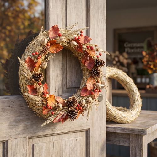 Floristry straw wreath for creative door wreaths and seasonal decoration 25/4cm 2pcs | Floristik24.ie