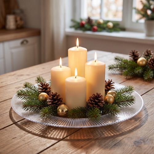 Decorative plate with grooves plastic plate plastic plate clear Ø33cm | Floristik24.ie