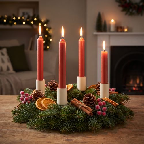Product Metal candle holder on stick, beige, H11cm, 4 pieces