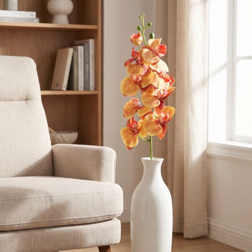 Orchid Phalaenopsis artificial 9 flowers red yellow 96cm | Floristik24.ie