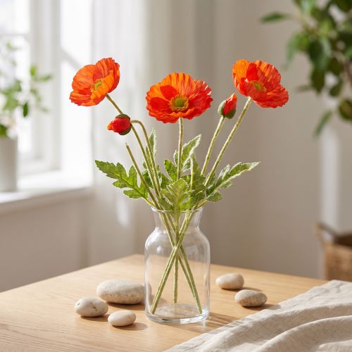 Poppy orange 60cm 3pcs | Floristik24.ie
