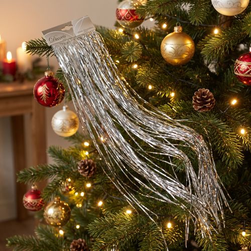 Tinsel Silver Christmas Tree Decoration Party Decoration 50×40cm 2pcs | Floristik24.ie