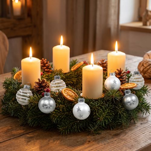 Mini Christmas balls white, silver real glass Ø3cm 9 pcs | Floristik24.ie
