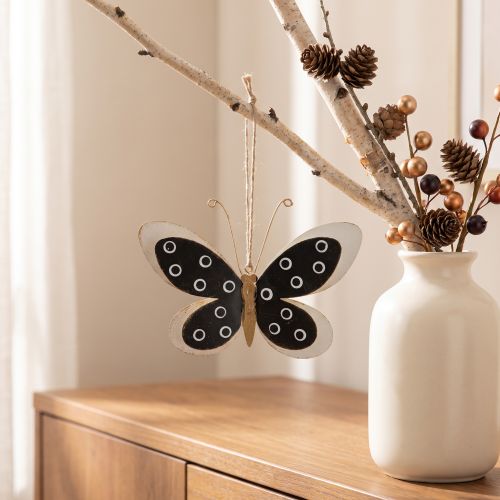 Product Wall Art Butterfly Deco Black White Gold Metal 15cm