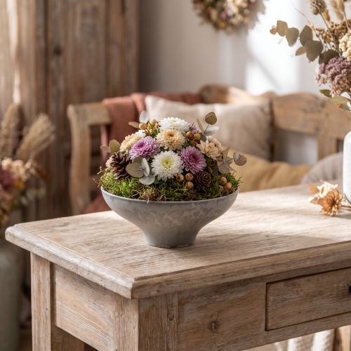 Decorative bowl with base, round plant bowl, grey, Ø19cm, H8cm | Floristik24.ie