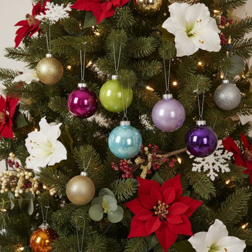 Product Christmas Bauble Set, Colorful Christmas Tree Baubles, 75mm, 14 Pieces