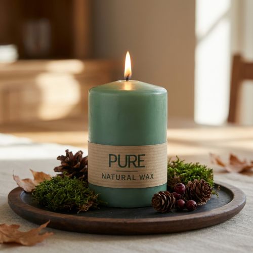 PURE Pillar Candle Green Emerald Wenzel Candles 90/60mm | Floristik24.ie