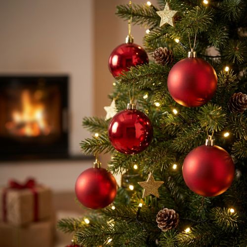 Christmas tree balls plastic red 8cm 6 pcs | Floristik24.ie