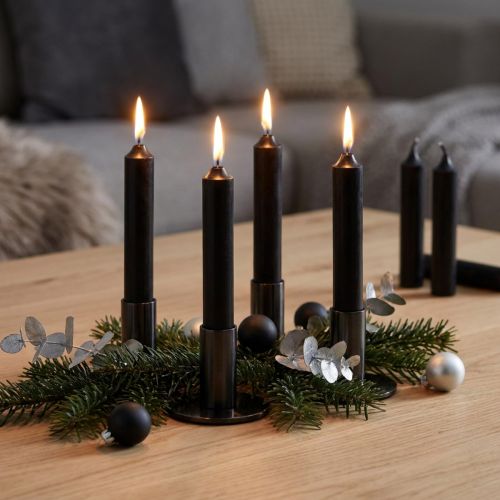 Product Taper candles short small candles black 110mm Ø21mm 6 pcs bunch
