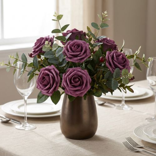 Foam roses Ø7.5cm Mauve 18 pcs | Floristik24.ie
