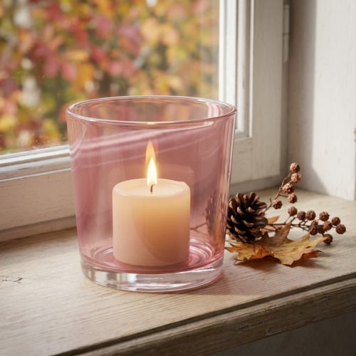 Glass pot Ø10cm H8.5cm old pink | Floristik24.ie