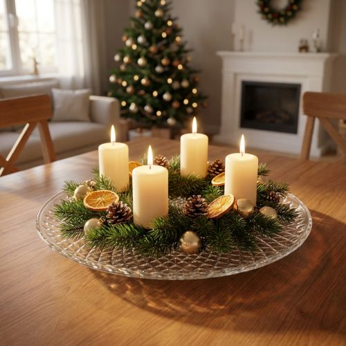 Decorative transparent round bowl with foot, 32cm | Floristik24.ie