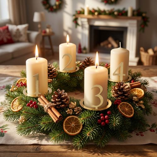 Candle ring taper candle number set for Advent wreath 3cm 4pcs | Floristik24.ie