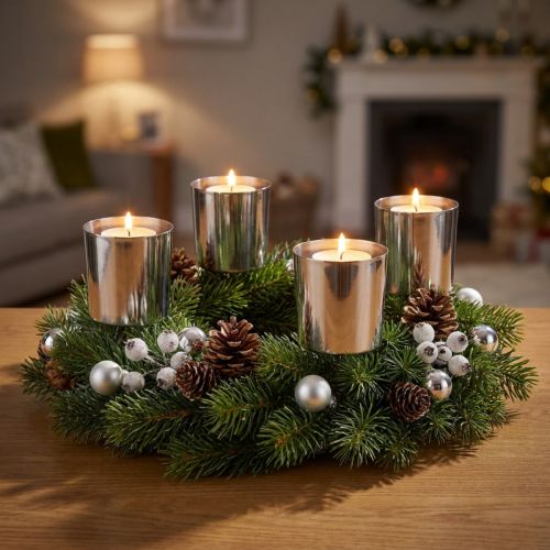 Candle holder for sticking silver tealight holder Ø5cm 4 pcs | Floristik24.ie