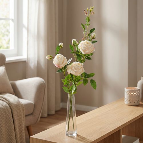 Rose branch crème / rosè 100cm | Floristik24.ie