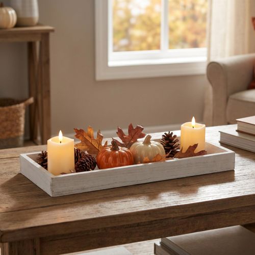 Wooden tray white decorative tray shabby chic wood 35×15×3cm | Floristik24.ie