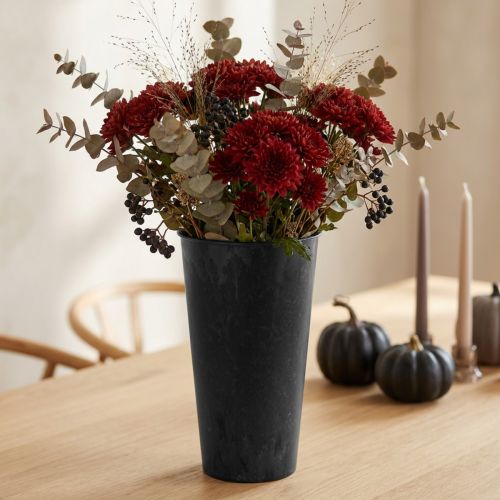 Table Vase Vase Black Plastic Anthracite Ø15cm H24cm | Floristik24.ie