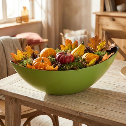 Decorative bowl oval plant boat green 38.5x12.5x13cm | Floristik24.ie