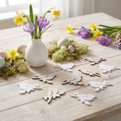 Scatter decoration wood spring bird decoration natural white 4 cm 72 pcs | Floristik24.ie