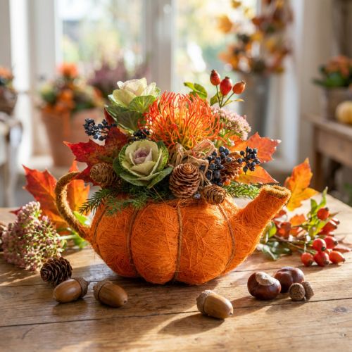 Product Jug for planting pumpkin decoration orange/yellow-green Ø13cm