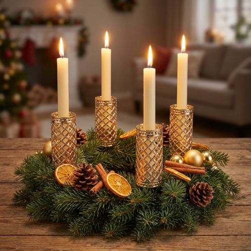 Stick candle holders, gold, Ø22mm, H10cm, 4 pieces | Floristik24.ie