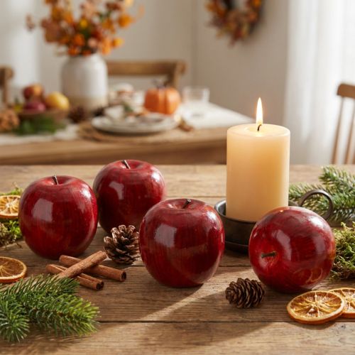 Decorative Apples Red, varnished Ø8cm 6 pcs | Floristik24.ie