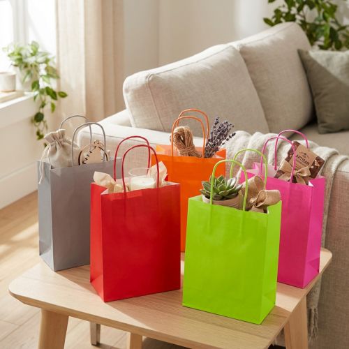 Paper bag gift bag paper colored 18×22×8cm 30p | Floristik24.ie
