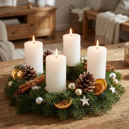 Solid-color pillar candles, white, 70x120mm, set of 4, for decoration, weddings & Advent | Floristik24.ie