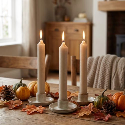 Short Taper Candles Brown Autumn Decoration Ø21/110mm 6 Pcs | Floristik24.ie