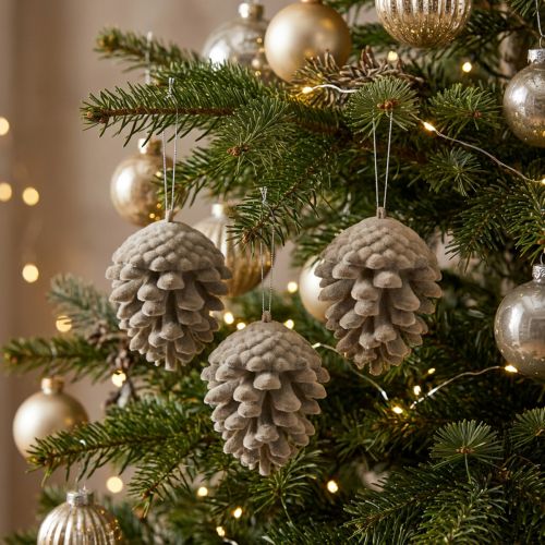 Pine cones decorative cones for hanging brown 8cm 4pcs | Floristik24.ie