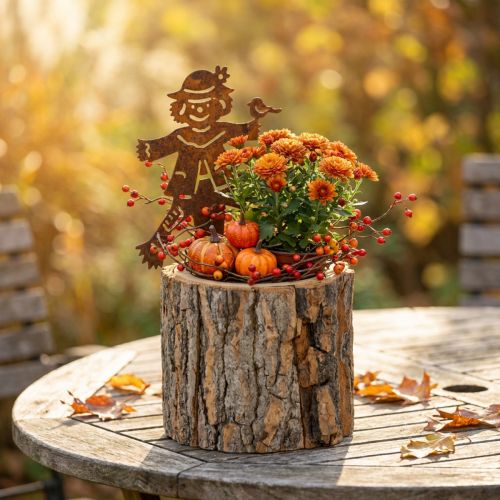 Flowerpot wooden planter scarecrow rust H24.5cm | Floristik24.ie