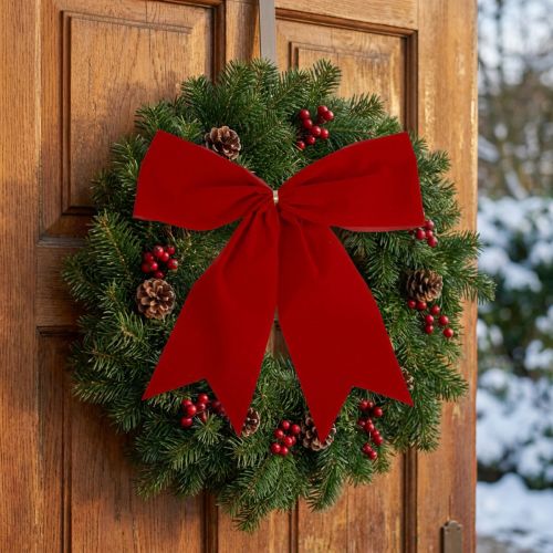 Red bow Christmas gift bow outdoor 21cm 2pcs | Floristik24.ie