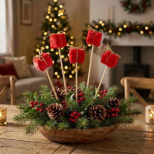 Flower pin Christmas package decoration red 2.5 cm 15 pcs | Floristik24.ie