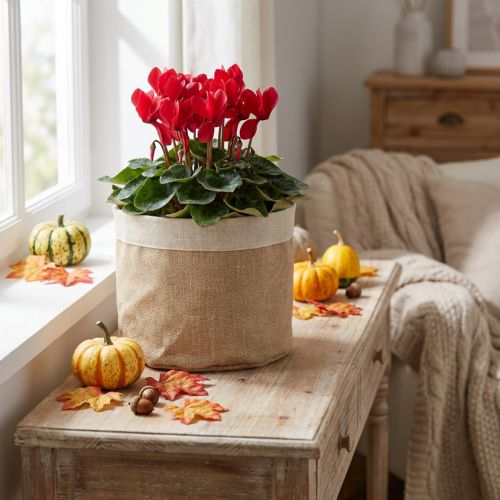 Jute planter basket, natural fabric storage container, Ø26cm H21cm, 3 pieces | Floristik24.ie