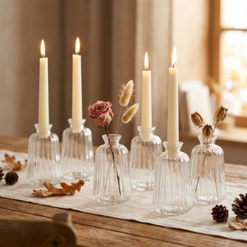 Decorative Bottles Candle Holders Mini Vases Glass H11cm 6 Pcs | Floristik24.ie