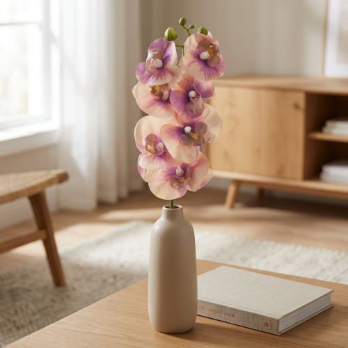 Product Orchid Phalaenopsis artificial 7 flowers violet cream 73cm