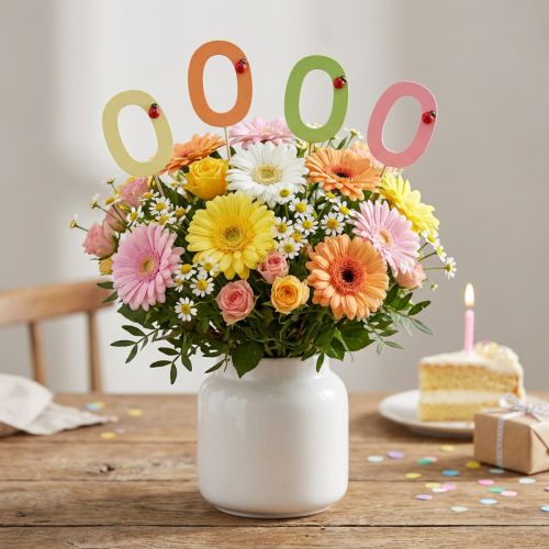 Number plug birthday 0 flower plug wood 27,5cm 16 pcs | Floristik24.ie