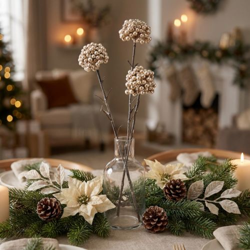 Decorative branch artificial berry branch champagne 46cm | Floristik24.ie