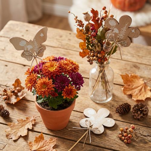 Flower plug wooden butterfly decoration flowers 9 cm 12 pieces | Floristik24.ie