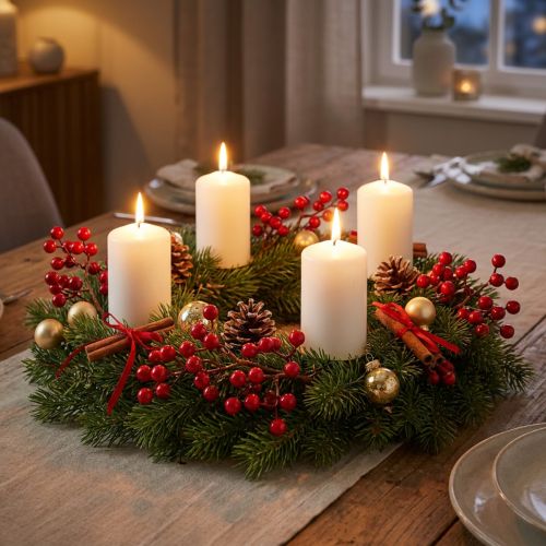 Bright Red Berry Branches – Ideal for Festive Decorations, 30 cm – Set of 6 | Floristik24.ie